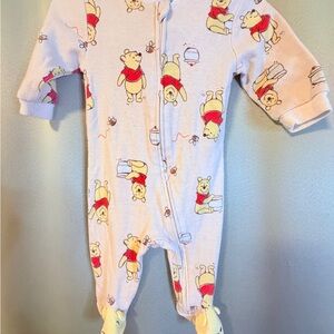Disney Winnie the Pooh Footed Onesie - Cream and Red